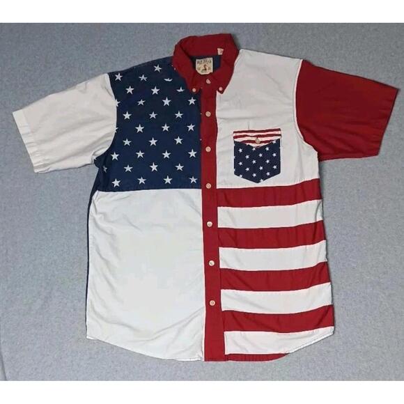 RedHead Other - Redhead Short Sleeve Button Down Shirt Mens Size Large American Flag Patriot...